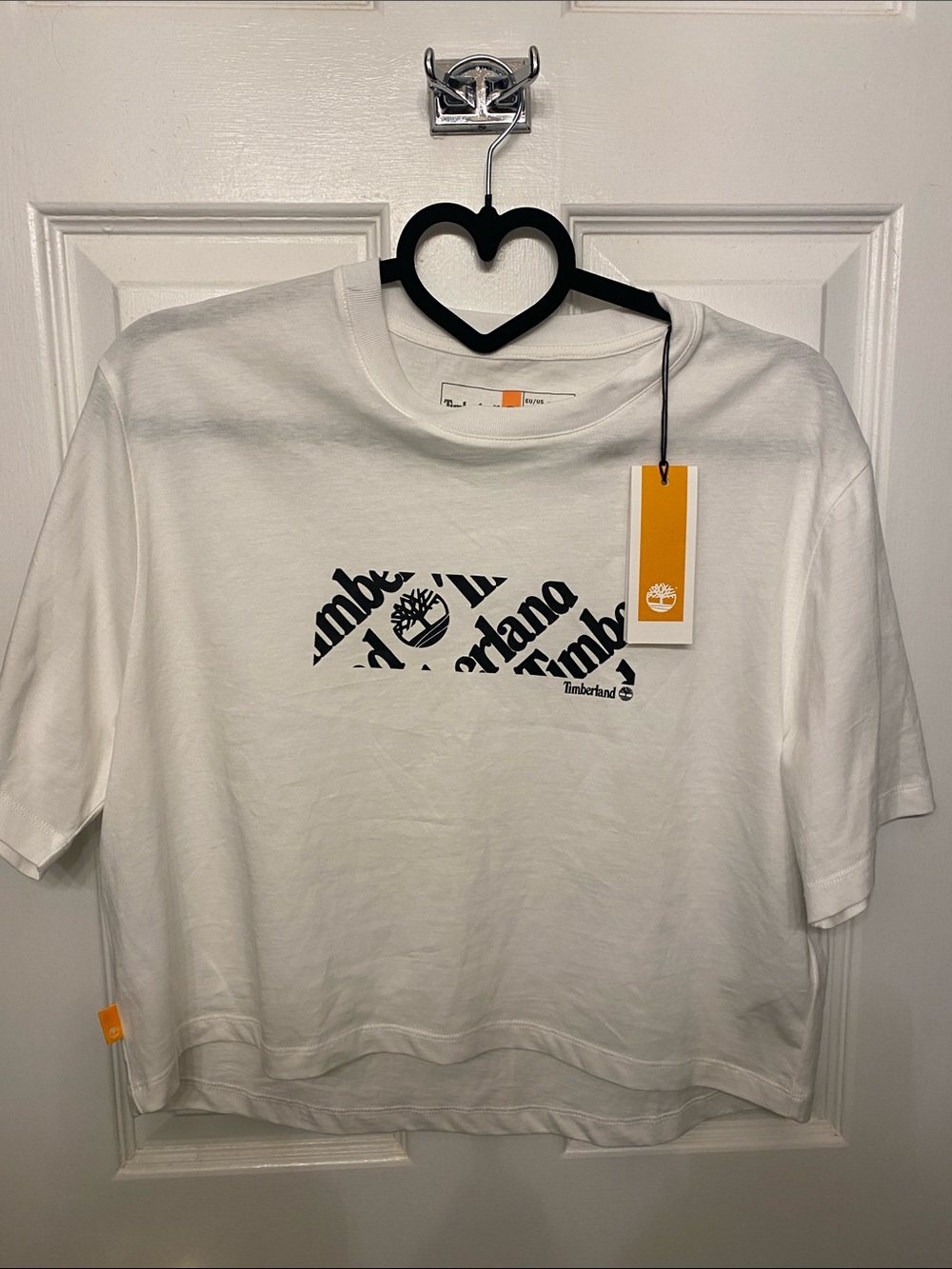 Timberland cropped White Logo Graphic Tee